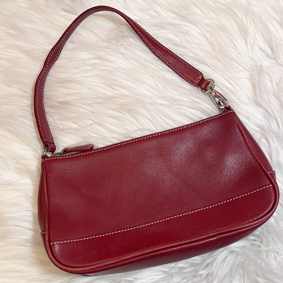Coach Handbags - Vintage Coach Hamptons Demi Baguette Red Rare Leather 7785 Mini Bag Y2K 90s Vtg
